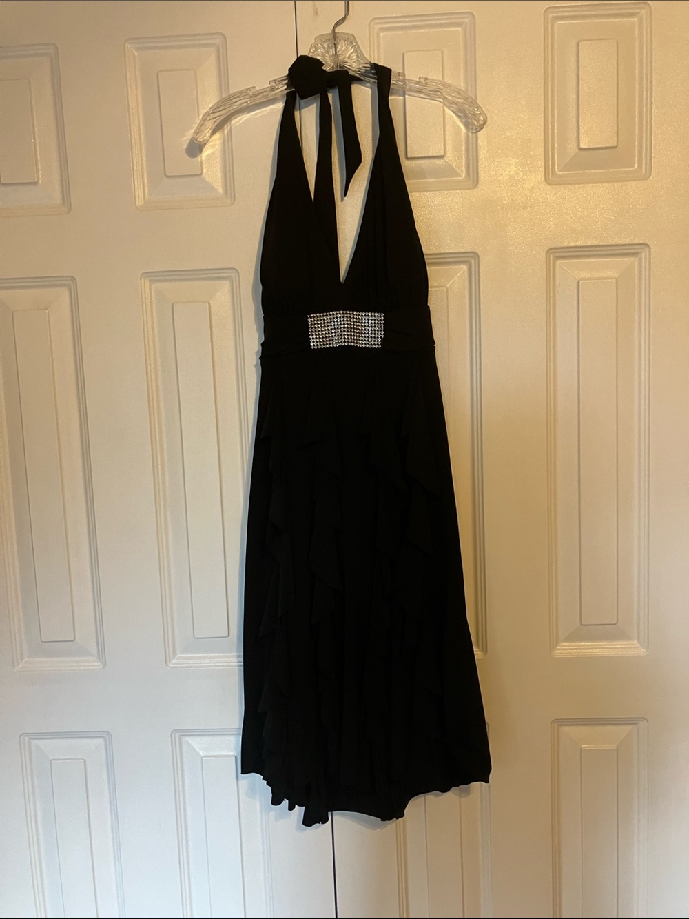 connected apparel Black Halter Dress with Rhinestones (very Marilyn Monroe-like)